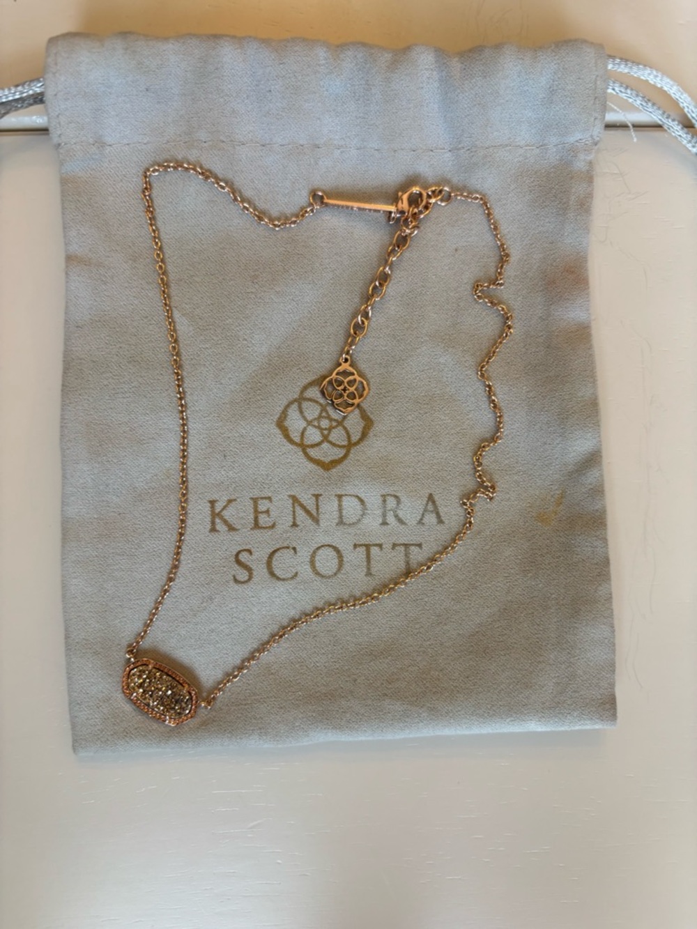 Kendra Scott Rose Gold Pavé Druzy Necklace